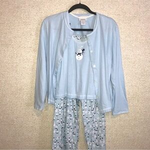 Amelia’s Collection 3 Pc Light Blue Snowman Pajama PJ Set Size Small